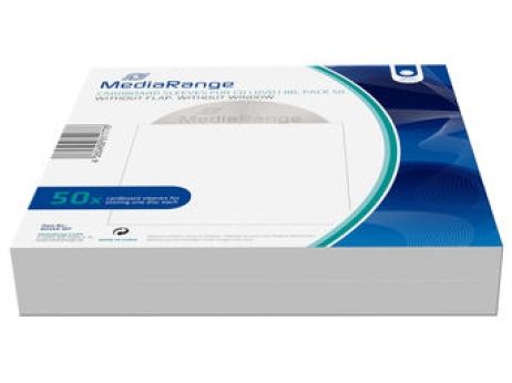 MediaRange kartongfickor utan flik, 50-pack, vit