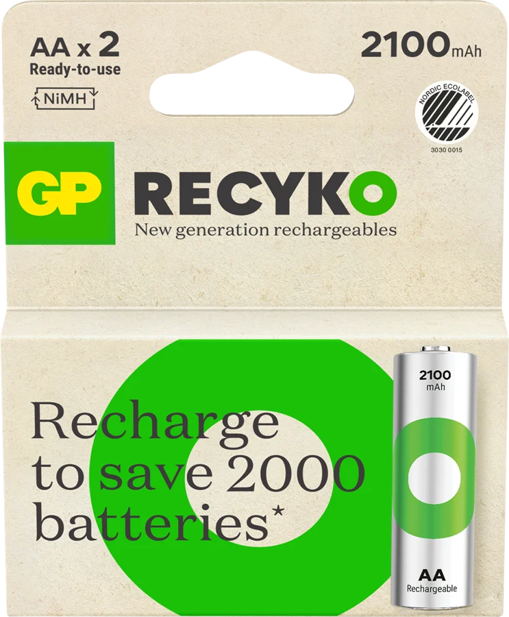 GP ReCyko AA, 2100mAh 2-pack