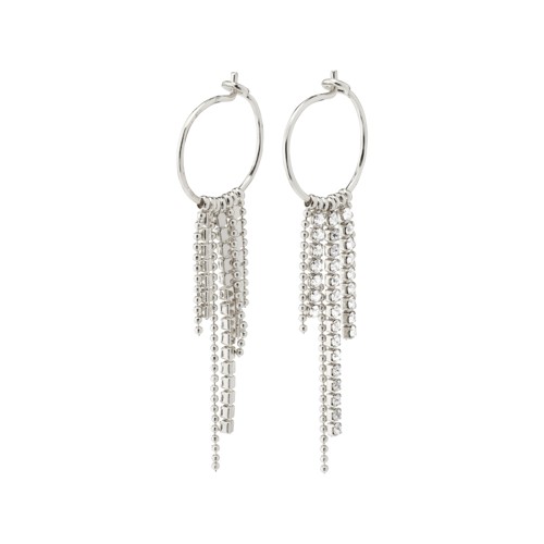 PILGRIM - MAJA Crystal Waterfall Hoop Earrings - Silver Plated - 50 mm
