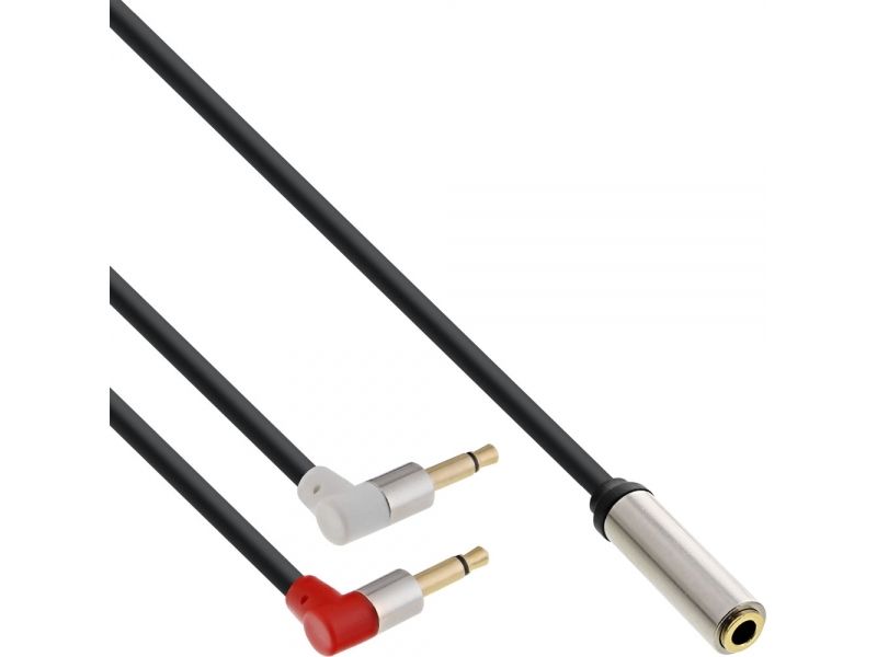 InLine 99251, 2 x 3,5 mm, manlig kontakt, 3,5 mm, kvinnlig kontakt, 0,15 m, svart