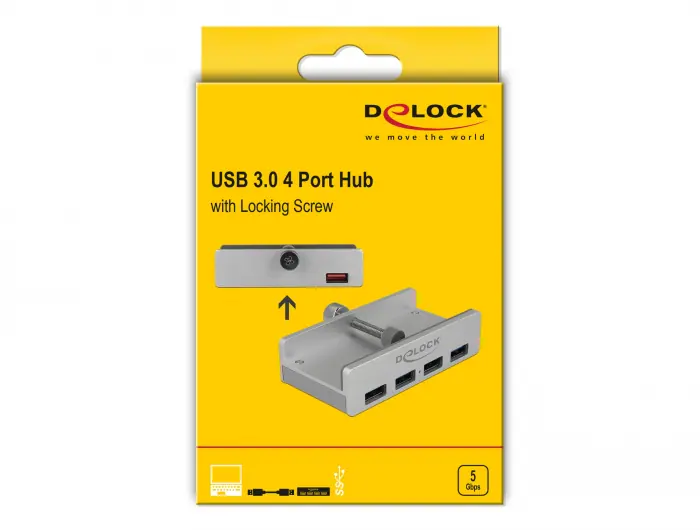 Delock extern USB 3.0-hubb med 4 portar och fästskruv, bild 5