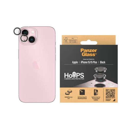 PanzerGlass iPhone 15/15 Plus Hoops kameralinsskydd, svart, bild 2