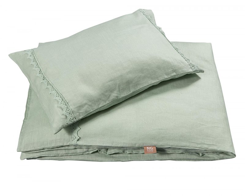 NG Baby påslakanset MOOD spets, sage green vagn/vagga