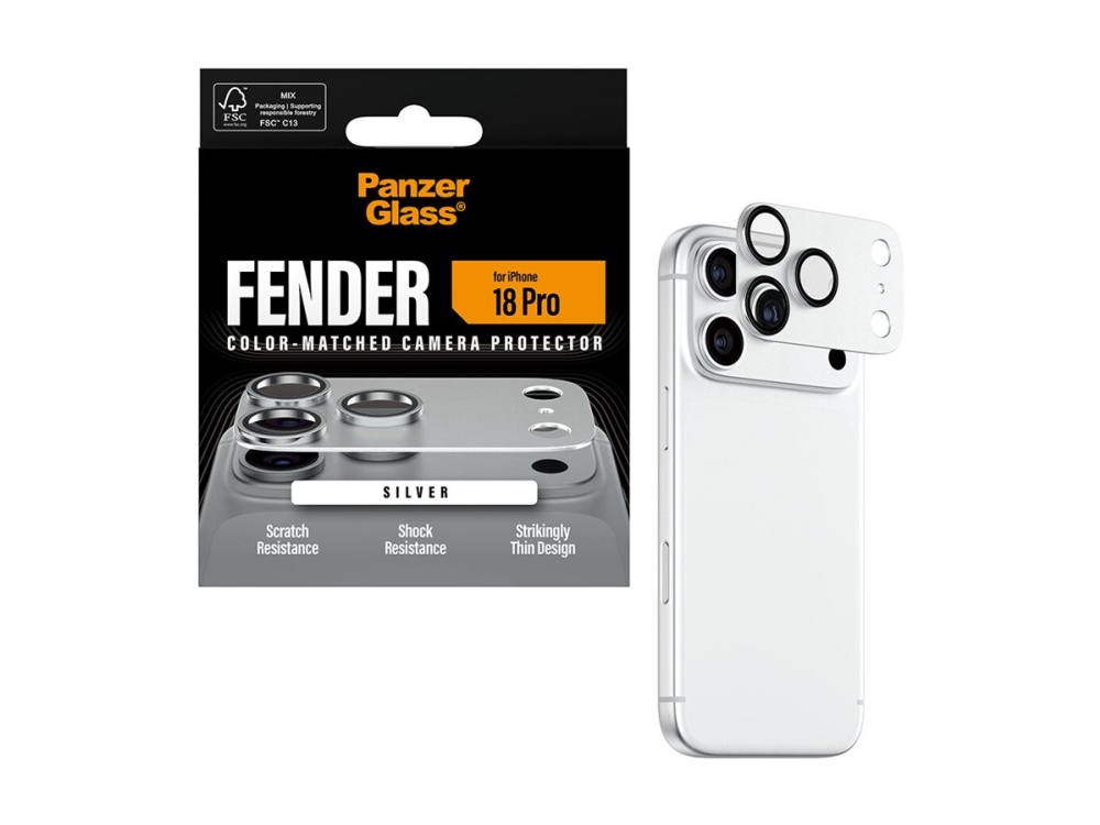 PanzerGlass iPhone 18 Pro Fender-skydd för bakkameror, silver