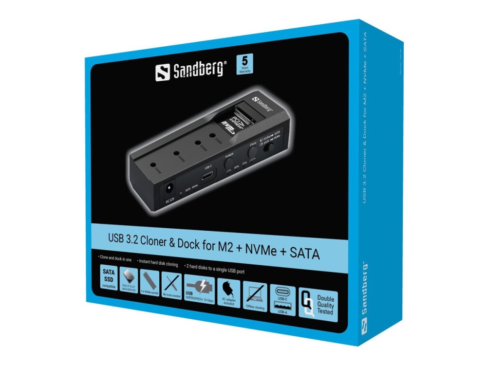 Sandberg USB 3.2 Cloner Dock for M.2+NVMe+ SATA