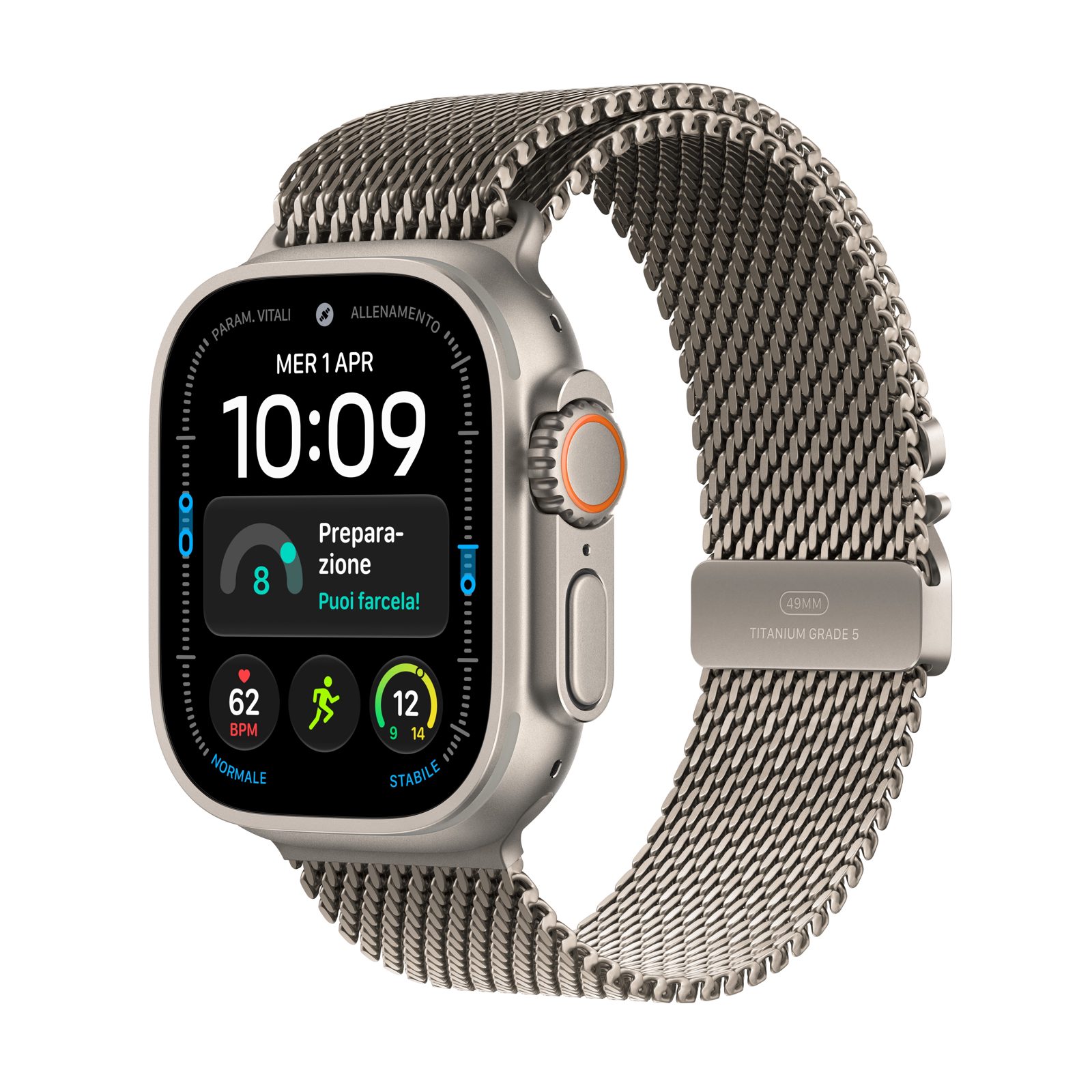 Apple Watch Ultra 4 GPS + Cellular 49 mm naturligt titan, naturligt titan Milanesisk loop - M, bild 3