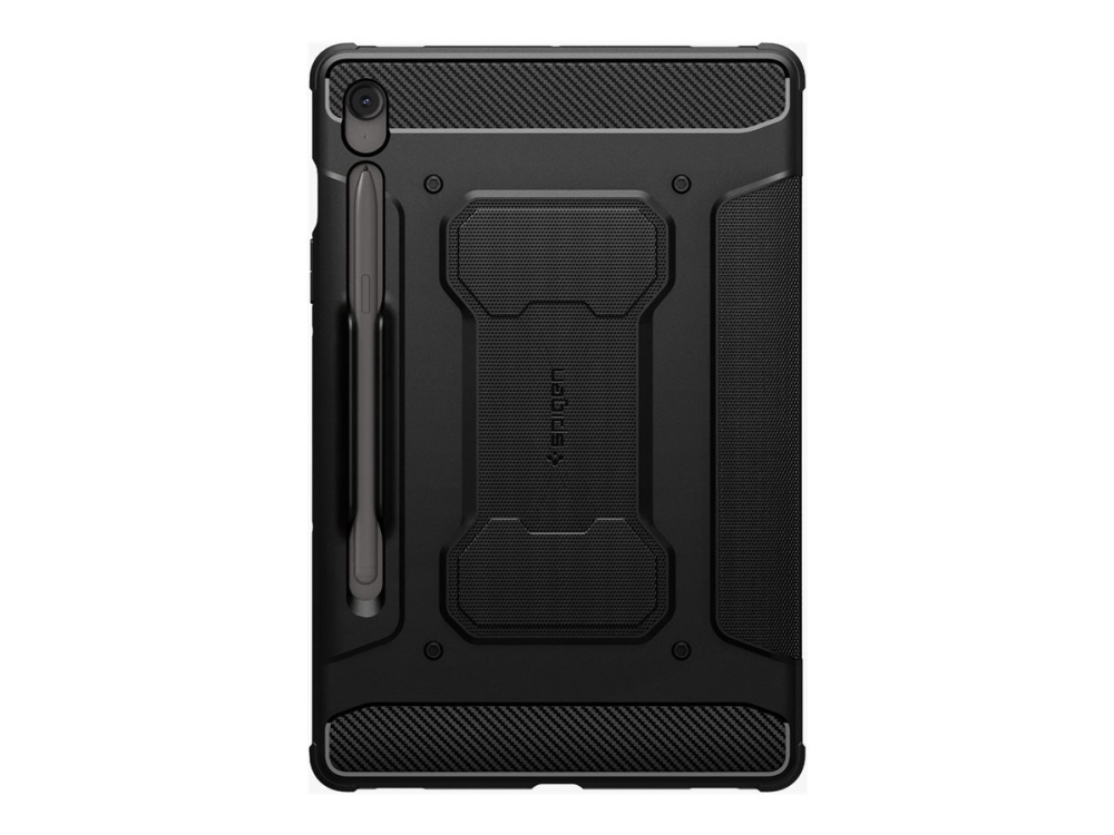 Spigen Rugged Armor Pro - Vikbart fodral för surfplatta - termoplastisk polyuretan (TPU) - mattsvart - för Samsung Galaxy Tab S10 FE