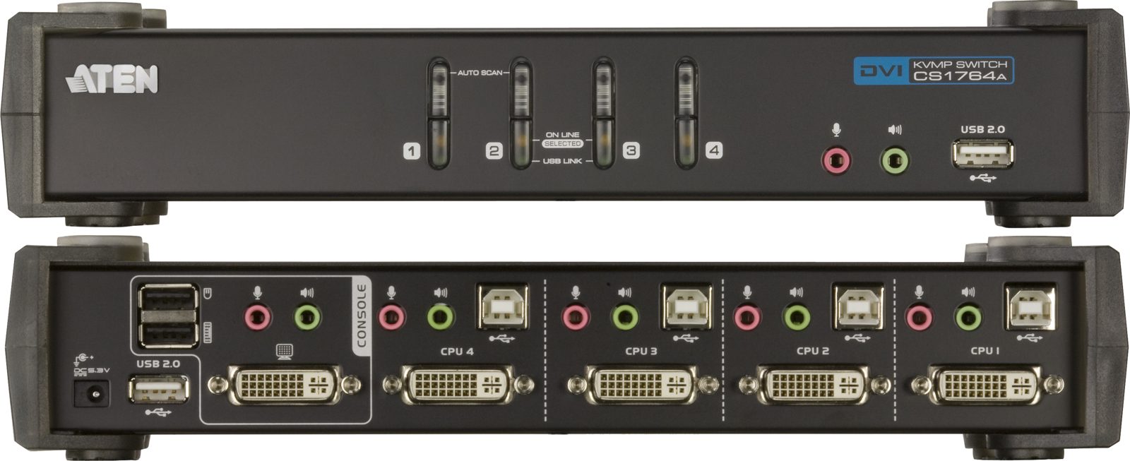 Systemswitch Aten CS1764A-AT-G, 4-vägs KVM, DVI, USB, 2 extra USB, bild 3