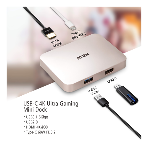 ATEN UH3235 - Mini-dockningsenhet - USB-C - HDMI