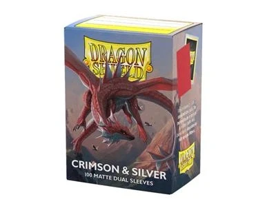 Sleeves Dragon Shield Matte Dual - 63 x 88 mm Crimson & Silver
