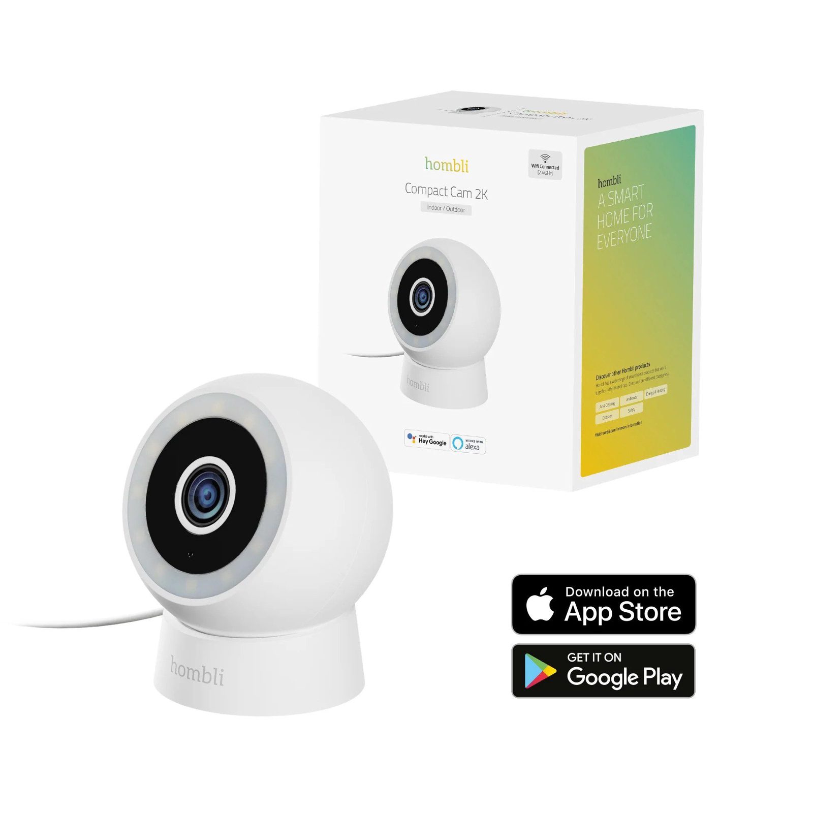 Hombli Compact Cam IP-kamera 2K för utomhusbruk, vit, bild 4