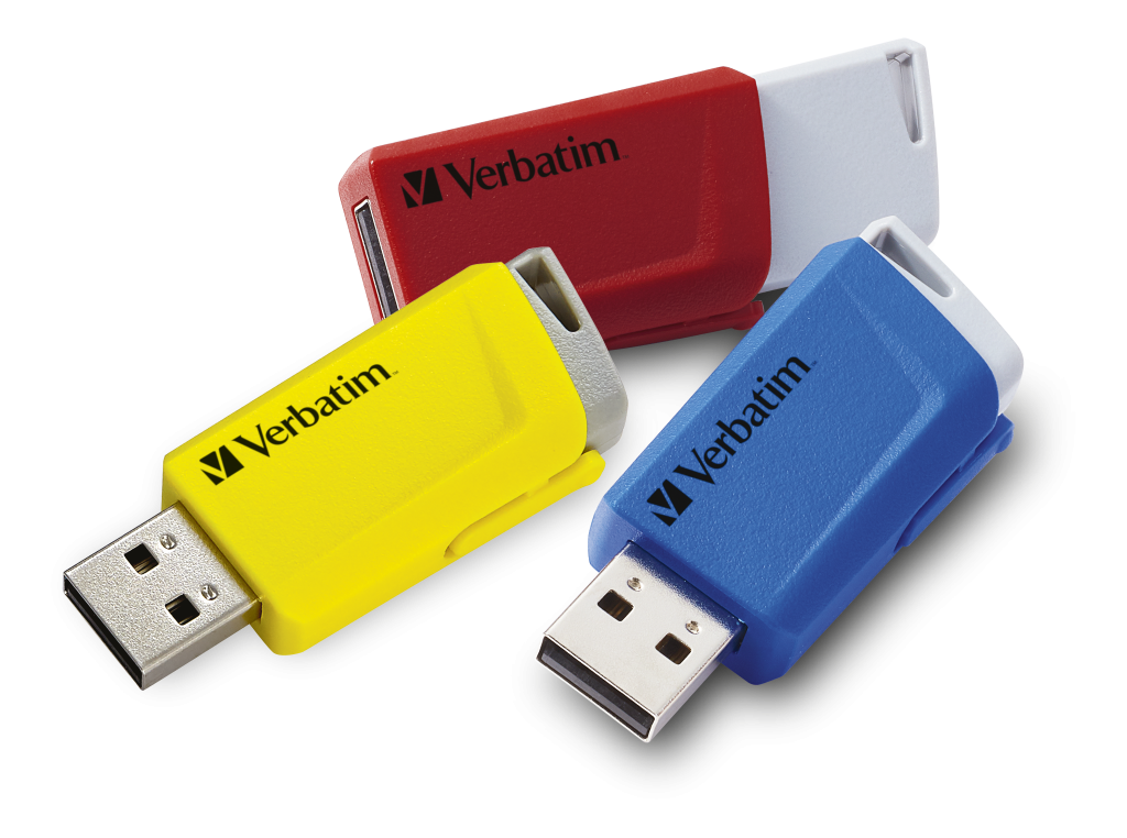 16 GB Verbatim Store N Click USB 3.0, 3-pack Röd/Blå/Gul, bild 3