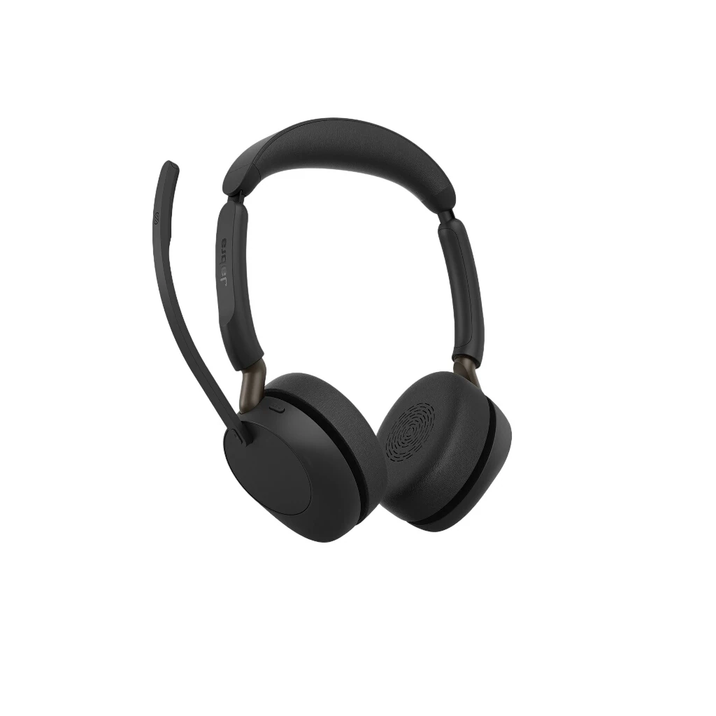 Jabra Evolve3 65 UC - Headset - på örat - Bluetooth - trådlös, kabelansluten - aktiv brusradering - USB-A via Bluetooth-adapter, USB-C - Optimerad för UC, Works With Google Meet, Microsoft Swift Pair-certifierad
