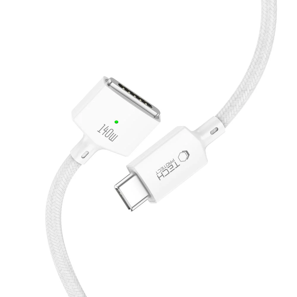 Tech-Protect MMC01 Ultraboost USB-C / USB-C MagSafe 3, 140 W, 200 cm kabel för MacBook – Vit, bild 3