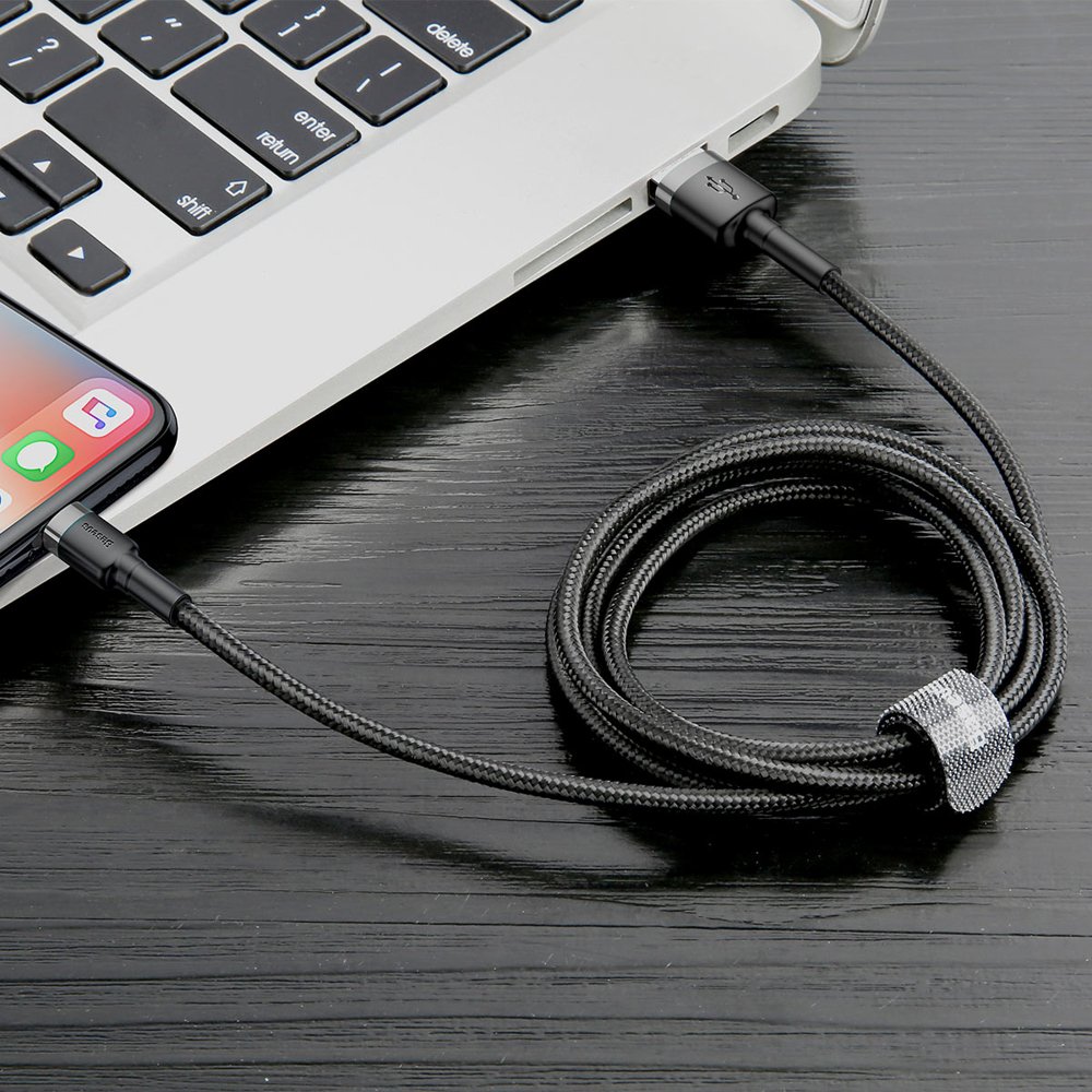 Baseus Cafule USB-A / Lightning 2,4A QC 3.0-kabel 0,5 m - svartgrå, bild 4