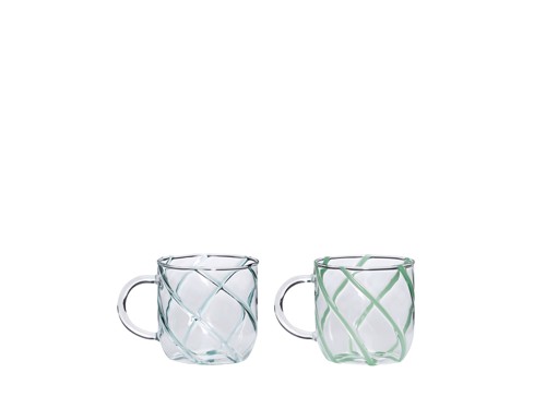 Hübsch - Kiosk Glass Mugs Swirl - Green - 9x13xh10cm, bild 2