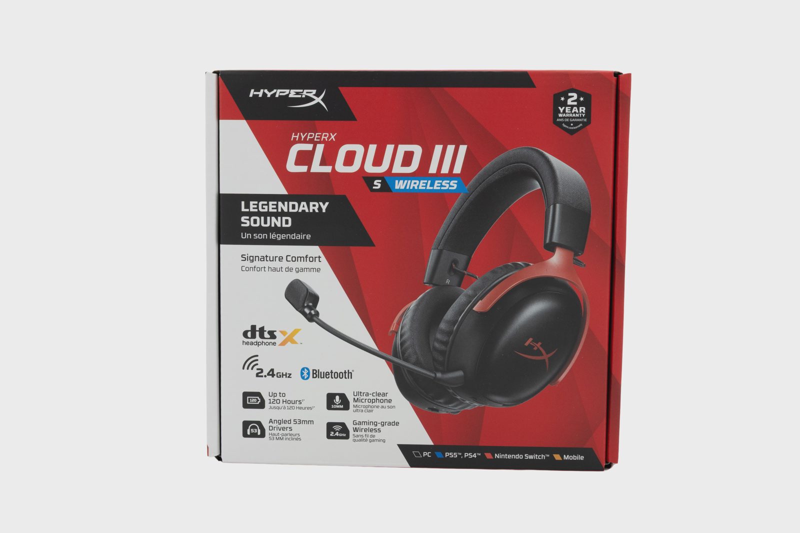 HyperX Cloud III S trådlöst gamingheadset, svart/röd