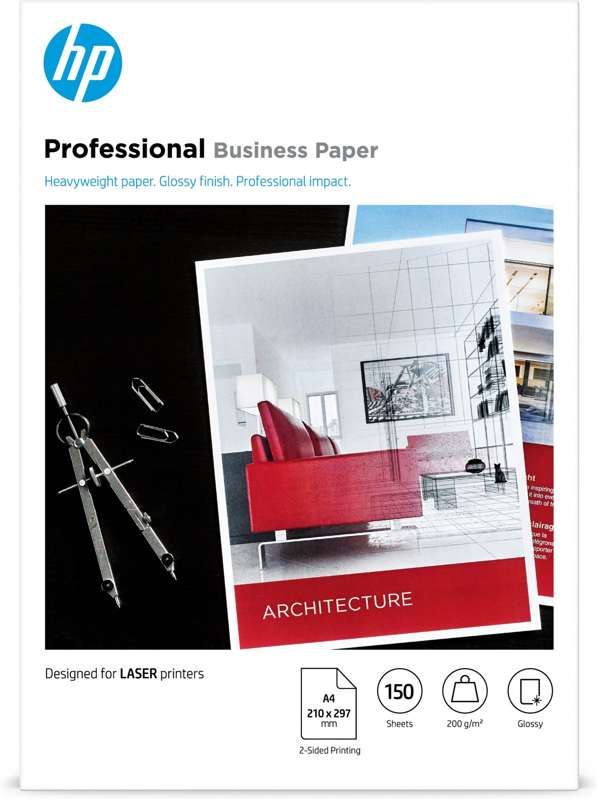 HP Professional Laser Glossy Fsc Paper 200 Gsm-150 Sht/A4/210 X 297 mm Datapapper A4 (210X297 mm), bild 3