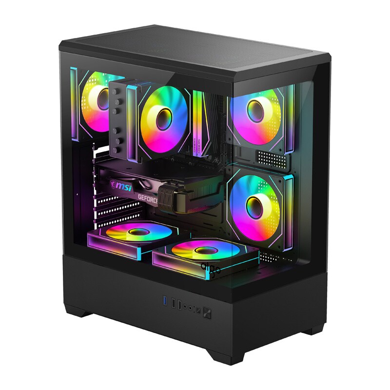 Darkflash C365 Computer Case + 5 Fans - Chassi - Svart, bild 2
