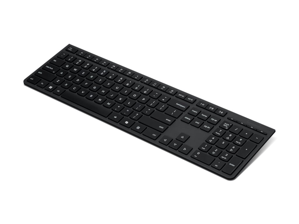 Lenovo Professional - Tangentbord - uppladdningsbar - full size - trådlös - 2.4 GHz, Bluetooth - QWERTY - norsk - grå - brun låda
