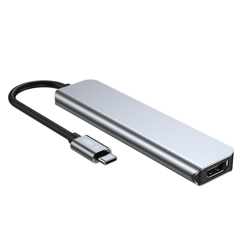 HUB Tech-Protect V4 6in1 USB-C, USB-A 3.0/2.0, HDMI, micro SD/TF/SD Reader - grå, bild 3