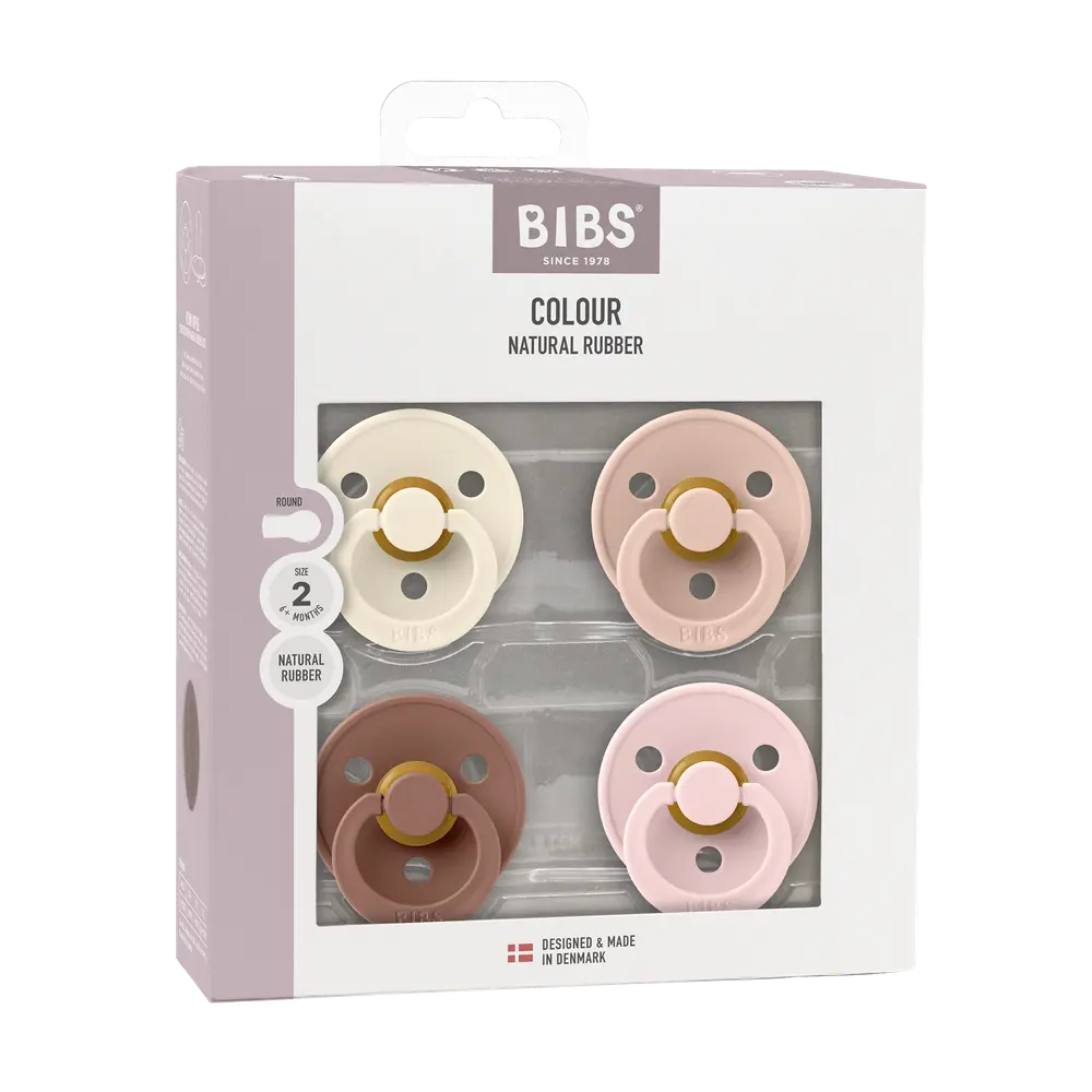 BIBS - Pacifier Colour 4 PACK - Ivory/Blush/Woodchuck/Blossom - Size 2