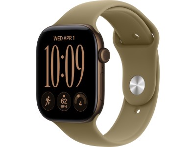 Apple Watch Series 12 GPS 46 mm mörk brons aluminium, oliv Sportband - M/L