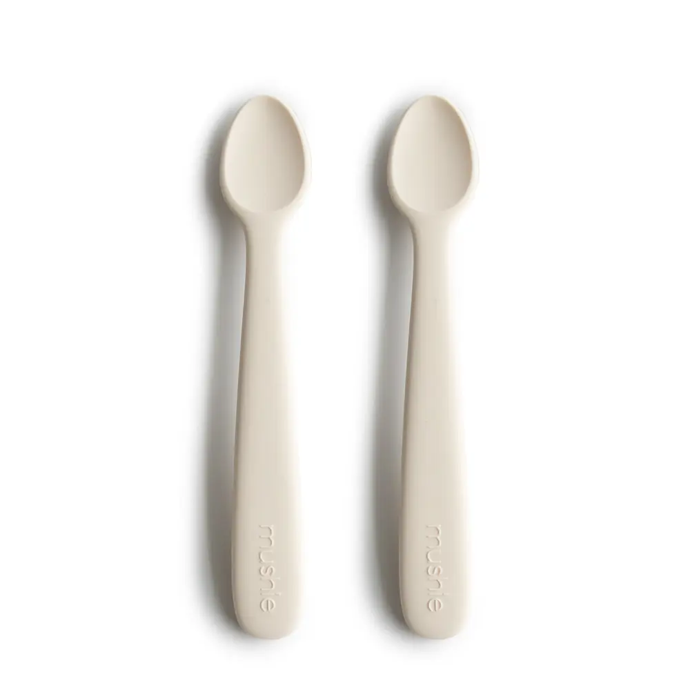 Mushie - Silicone Feeding Spoons 2-Pack - Ivory - 16 cm