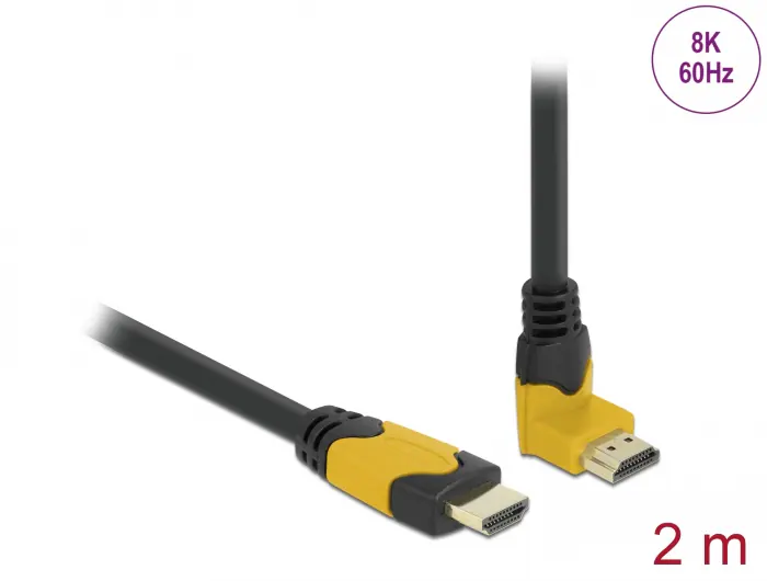 Delock High Speed HDMI-kabel 2.1 Uppåtvinklad - Svart - 2m