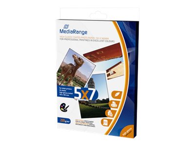 MediaRange - Högblank - vit - 130 x 180 mm - 220 g/m² - 50 ark fotopapper
