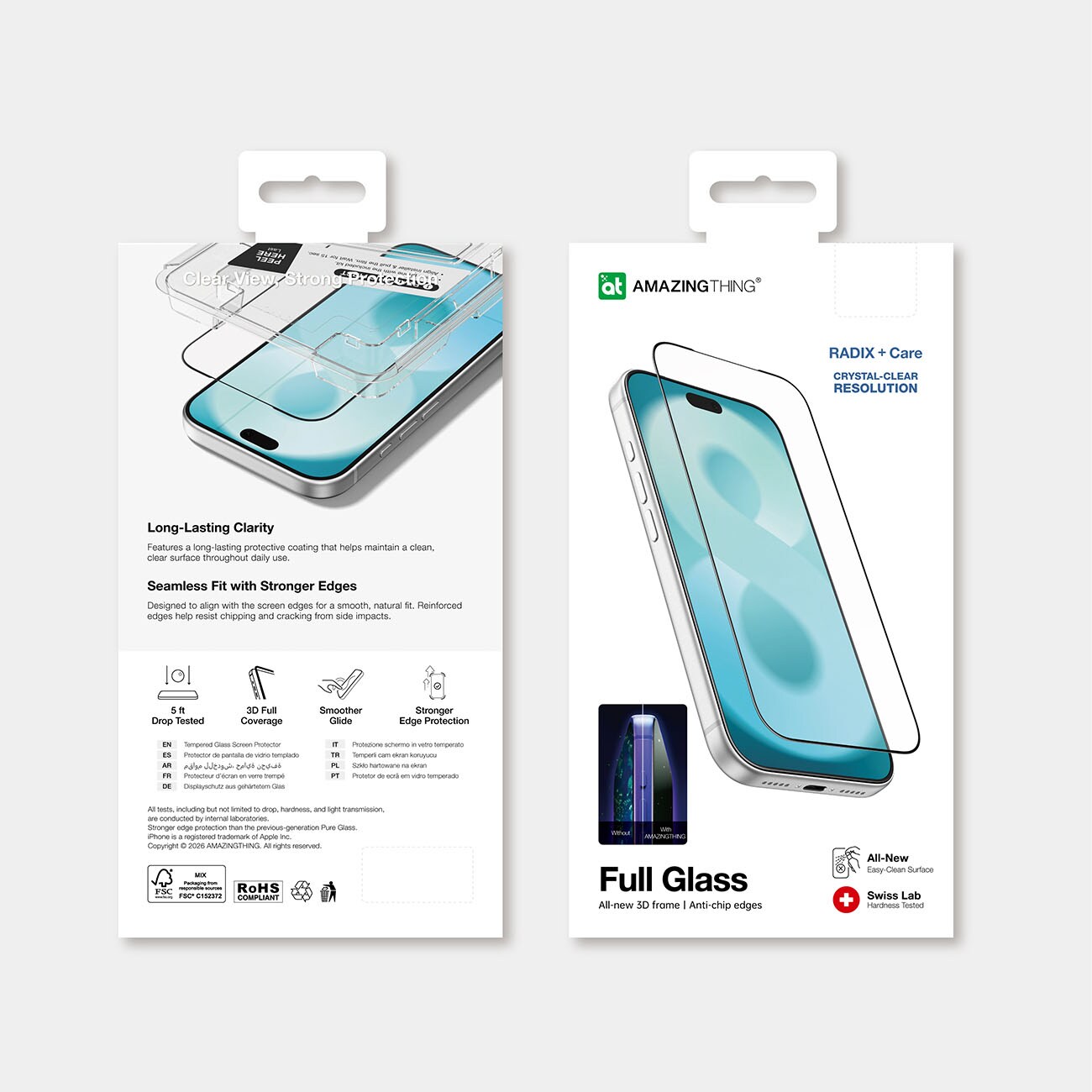 AmazingThing Radix +Care helskärmsskydd i härdat glas för iPhone 18 Pro Max med monteringsram, bild 4