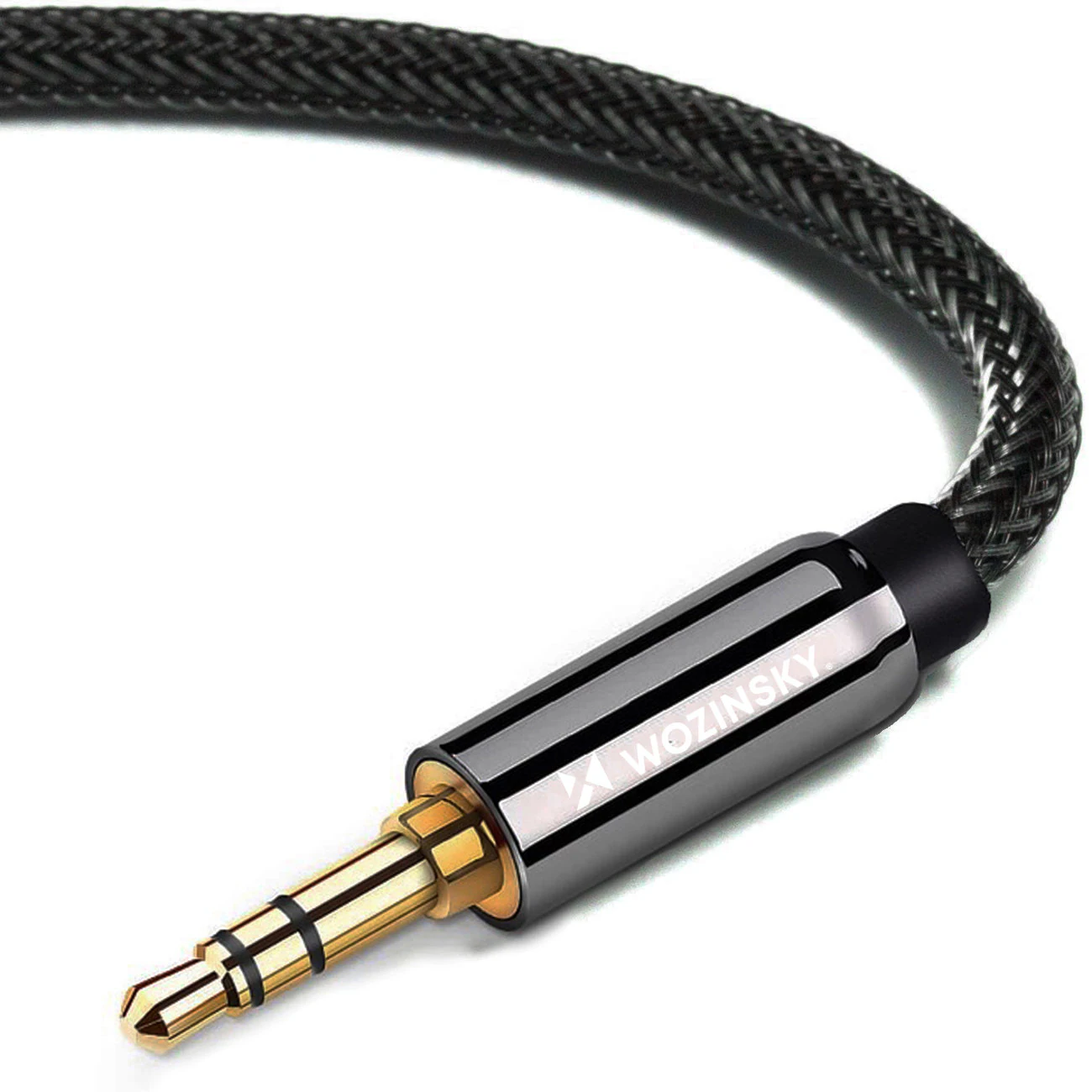 Wozinsky AUX-kabel vinklad (hane-hane) minijack-kabel 2m svart