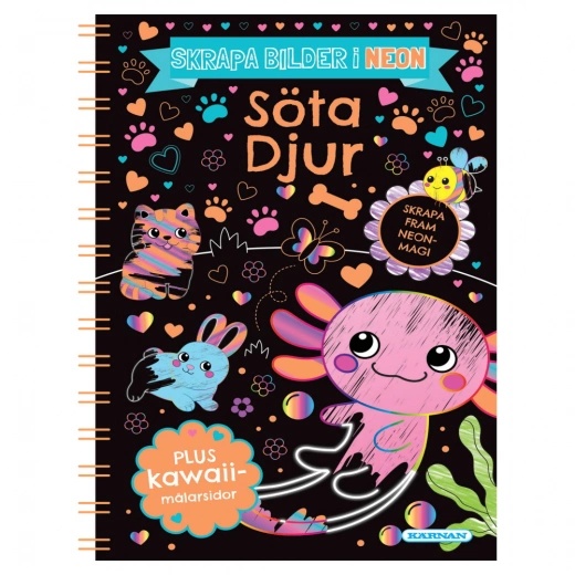 Skrapa Bilder i Neon - Söta Djur