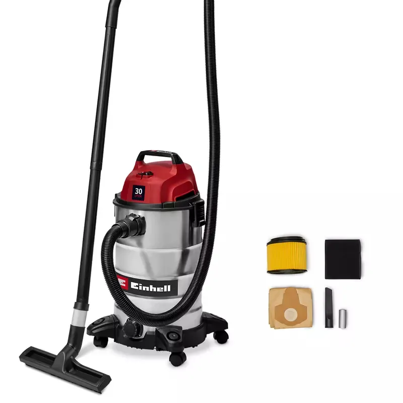 Einhell TC-VC 3055 S, 950 W, Cylinderdammsugare, Torr&våt, Dammpåse, 30 l, Filtrering