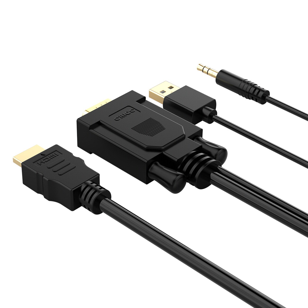 Orico XD-VATH VGA- och 3,5 mm-minijack till HDMI Full HD 60 Hz-kabel m. USB-ström, 5 m svart, bild 4