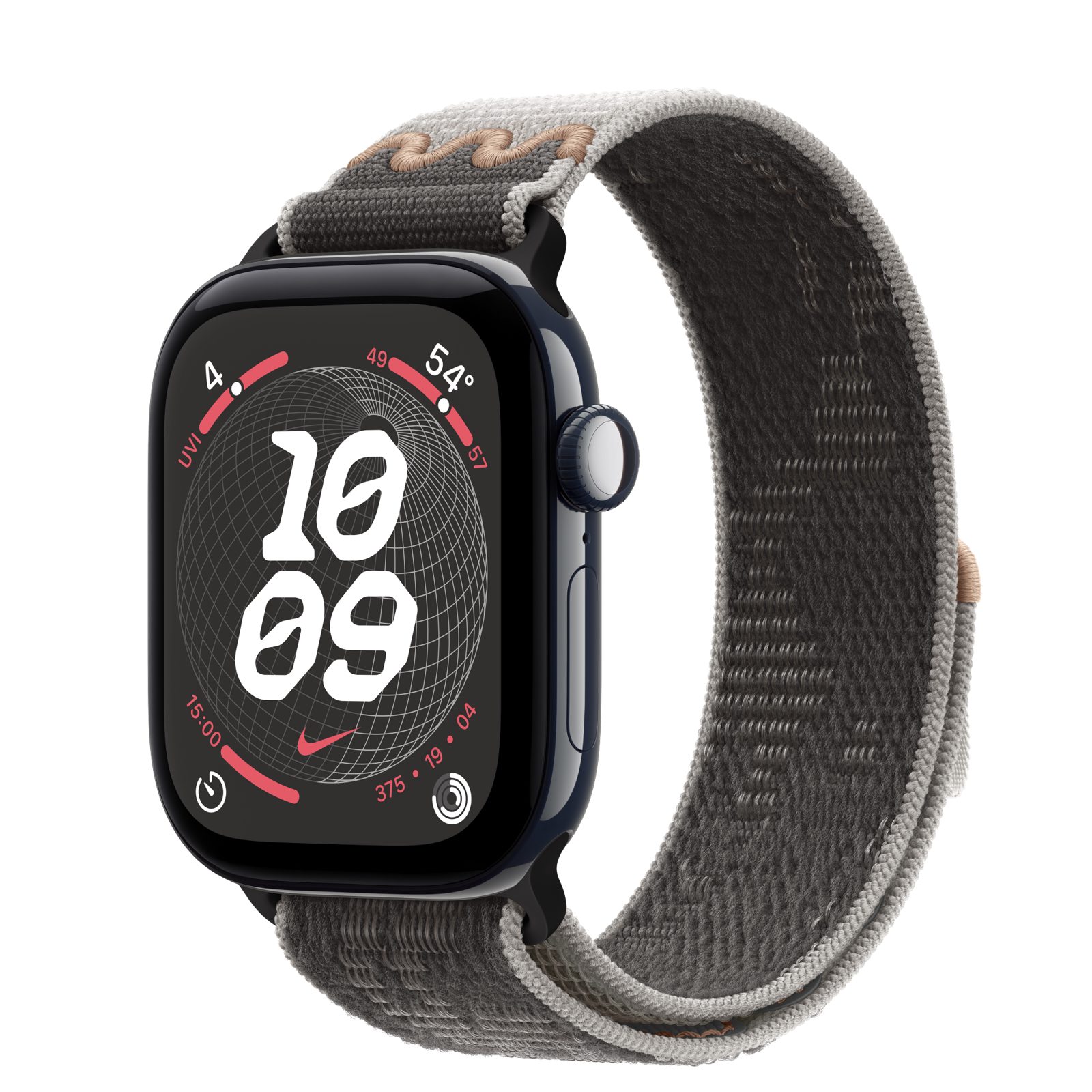 Apple Watch Series 12 (GPS + Cellular) • Keramikboett nattblå, 42 mm • Nike-sportloop i Pavement Grey