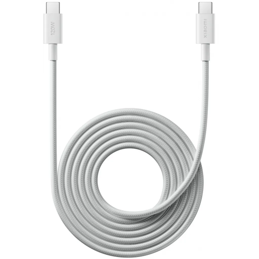 Xiaomi USB-C till USB-C kabel 120W, 6A, 2m – Vit, bild 2