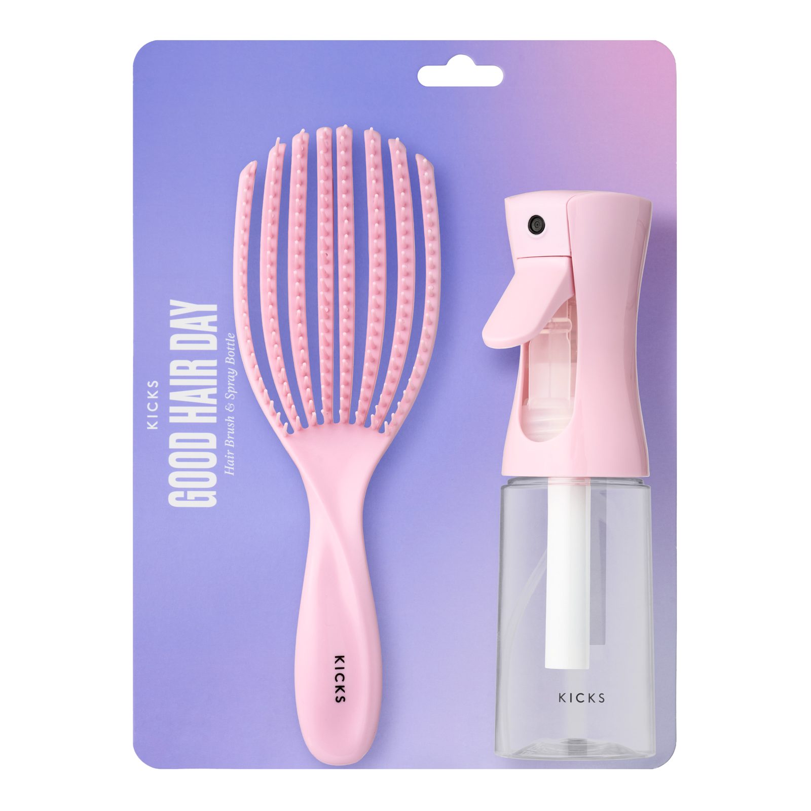 KICKS Beauty Spray Bottle & Claw Brush Set Pink Pink