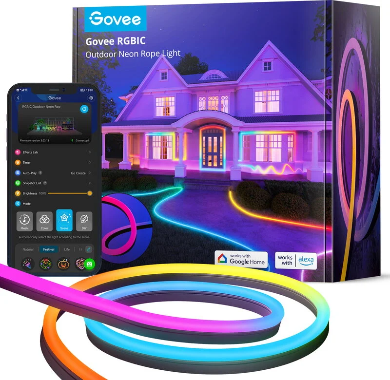 Govee RGBIC Neon Rope Light-ljusslinga för utomhusbruk, 10 m, bild 4