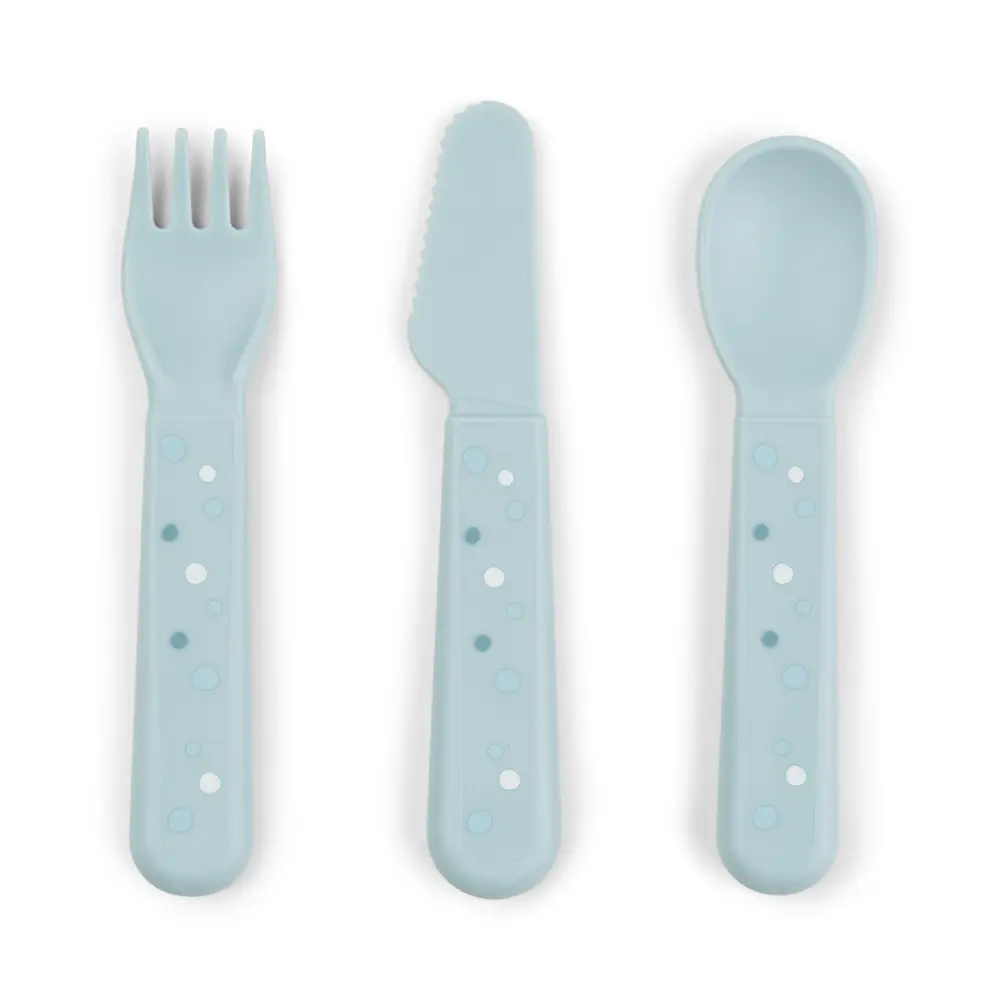 Done by Deer - Foodie cutlery set Happy dots - Blue - 12 x 2 x 1 cm