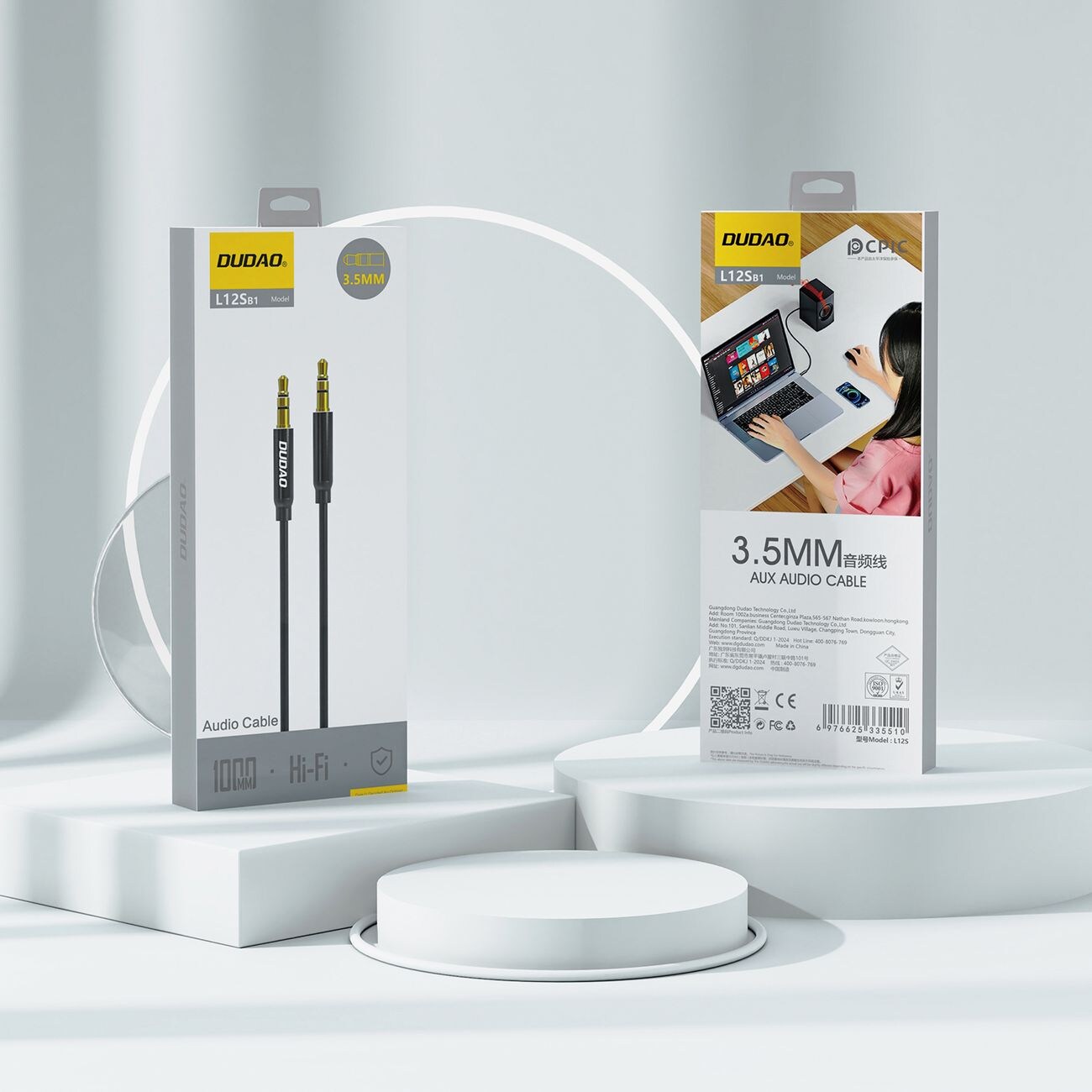 Dudao L12S AUX-kabel minijack 3,5mm 1m 3-polig stereo - svart, bild 3