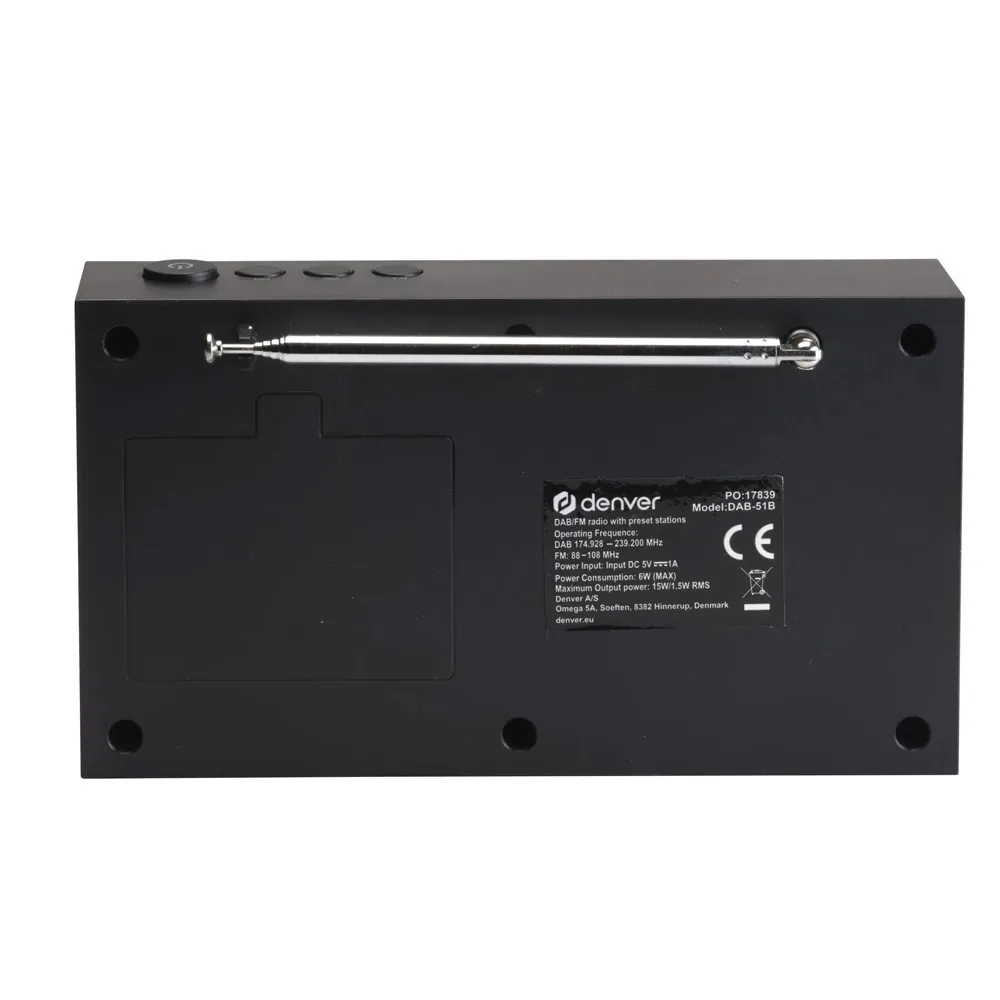 Denver DAB-51B DAB+/FM-Radio - Svart / Klockradio med dubbelalarm / DAB-radio med 40 snabbval, bild 3