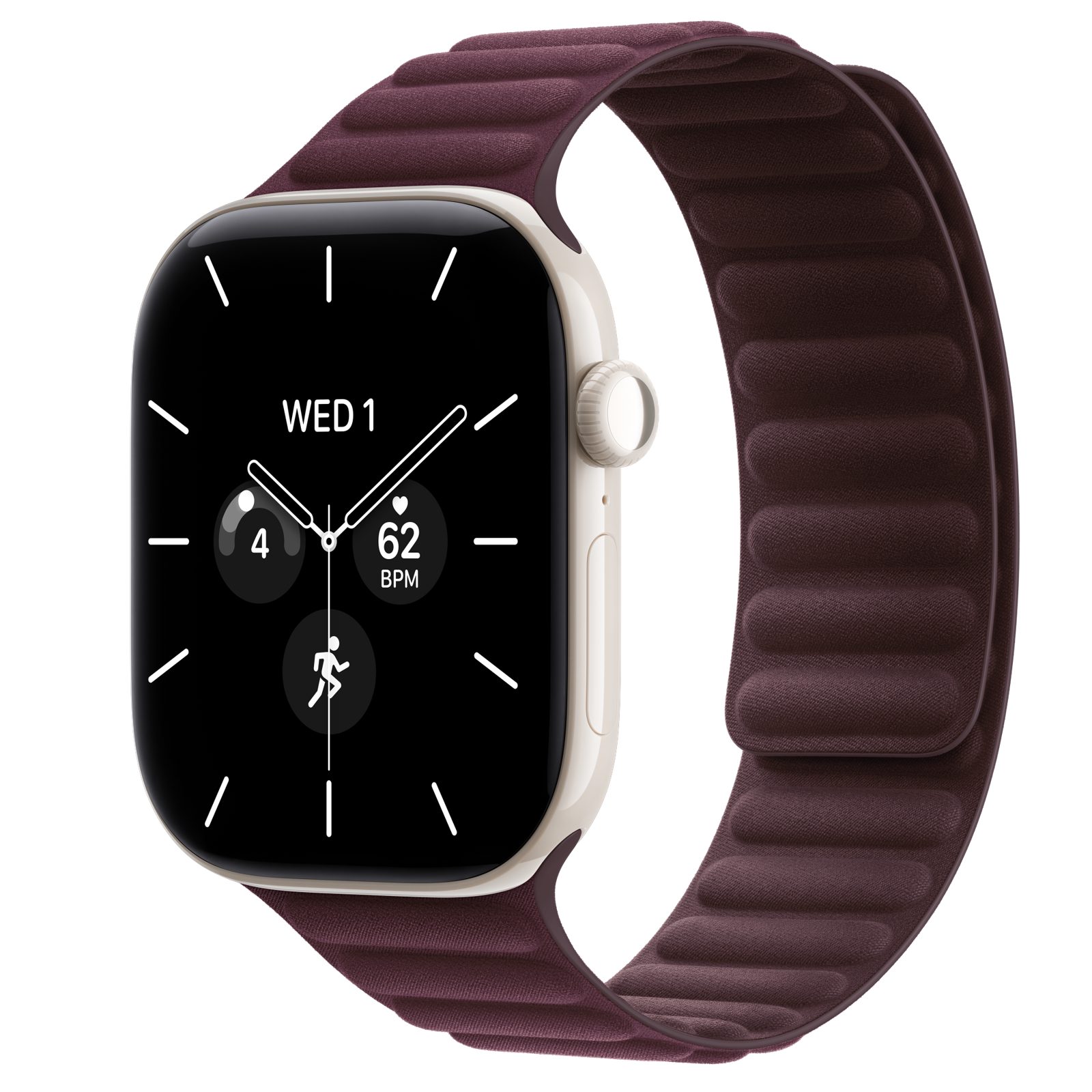 Apple Watch Series 12 (GPS + Cellular) • Keramikboett pärlvit, 46 mm • Magnetlänk bourgogne