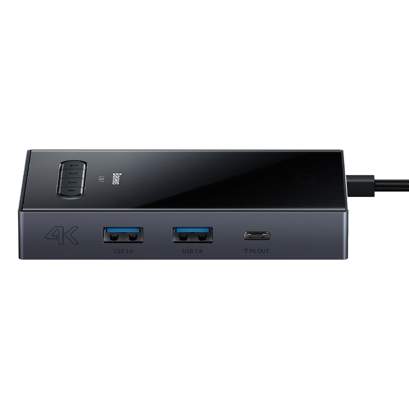 Baseus PioneerJoy 8-in-1 USB-C Hub: HDMI 4K@60Hz, HDMI 4K@30Hz, DP 8K@30Hz, VGA, 4 USB Ports - Gray, bild 2