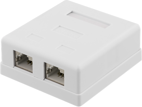 Deltaco Skärmat vägguttag - Utanpåliggande FTP 2 x RJ45 - Cat6A - Vit