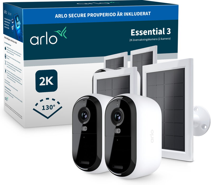 Arlo Essential 3 2K säkerhetskamera (2-pack) + Arlo solpanel (2), bild 3