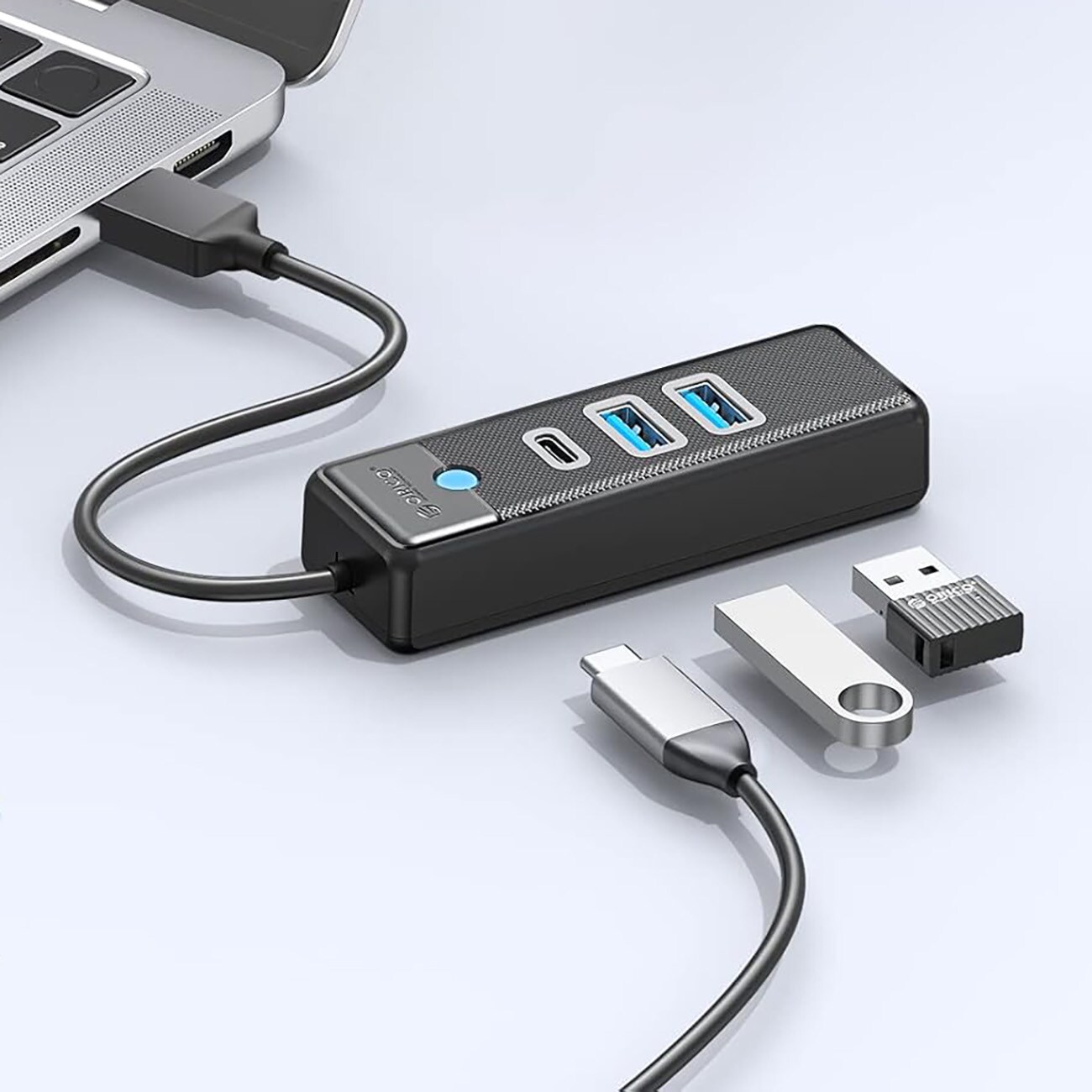 Orico PWC2U-U3 USB-hubb med 3 portar: 2x USB-A 3.0, 1x USB-C 3.0, 0,15 m – svart, bild 2