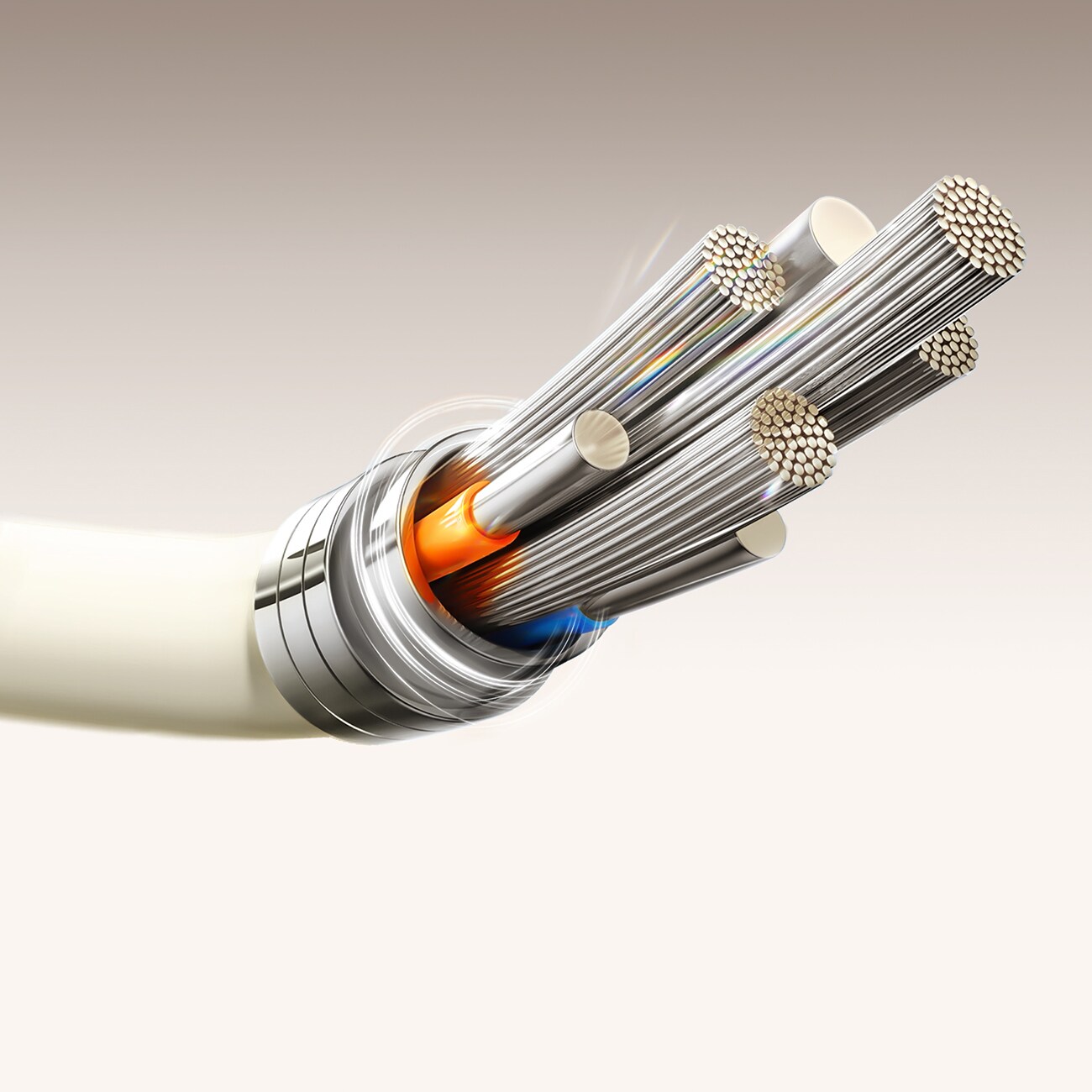 Joyroom S-A53 60W USB-C-kabel - USB-C med fluorescerande spets 1,2 m - beige, bild 3