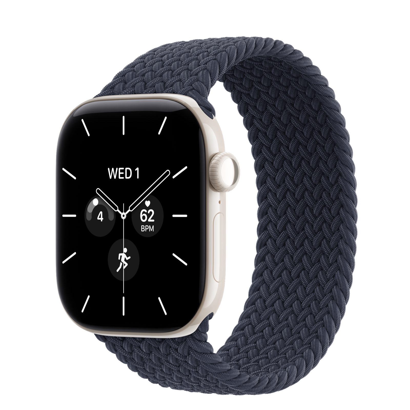 Apple Watch Series 12 (GPS + Cellular) • Keramikboett pärlvit, 42 mm • Flätad sololoop marinblå