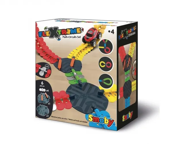 Smoby FleXtreme Multi-Ciricuits-Set, Bana för leksaksfordon, 4 År, Multifärg